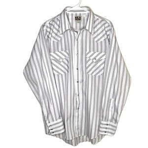 Vintage Ely Cattleman Striped Pearl Snap